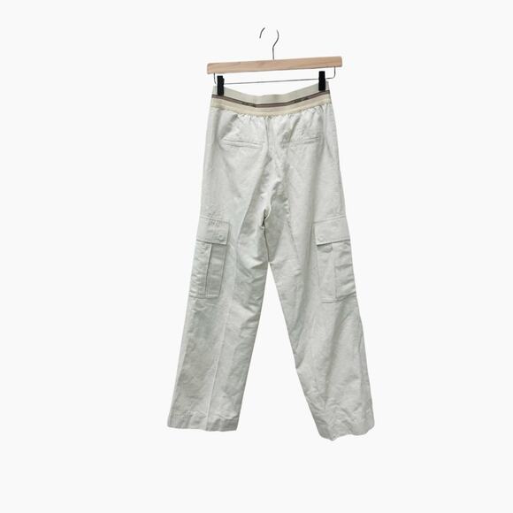 Helmut Lang Pull On Stretch Cargo Pants Beige Linen Cotton Size 0 - Picture 9 of 11